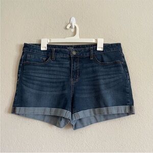 Time and Tru Denim Blue Women's Shorts size 16 mid rise stretchy casual comfort